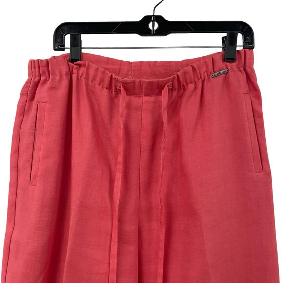 Geiger 100% Linen Tie Waist Wide Leg Pant Coral Womens 40 / US Large - Picture 3 of 6
